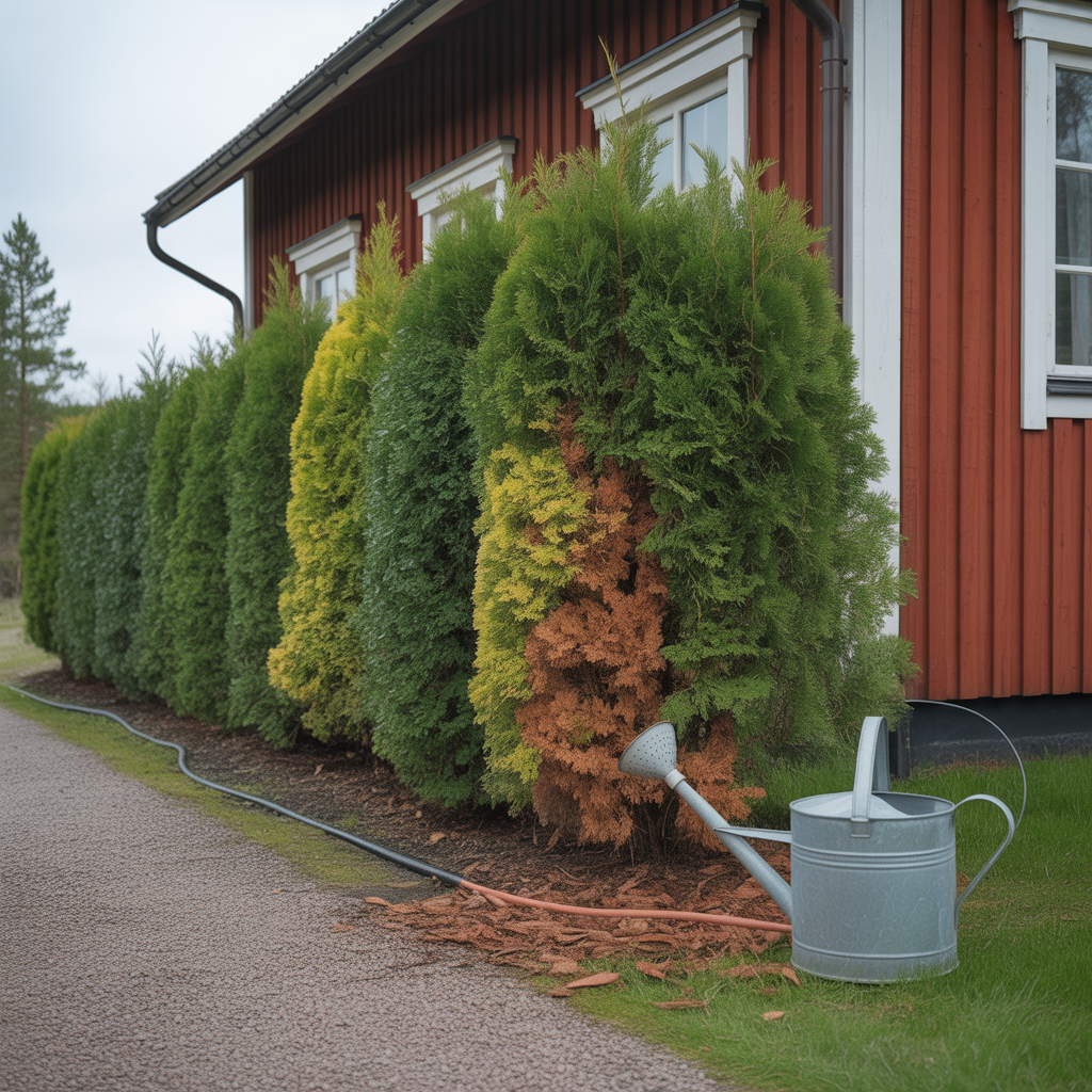 gula barr pa tujahack felsokning orsaker och losningar