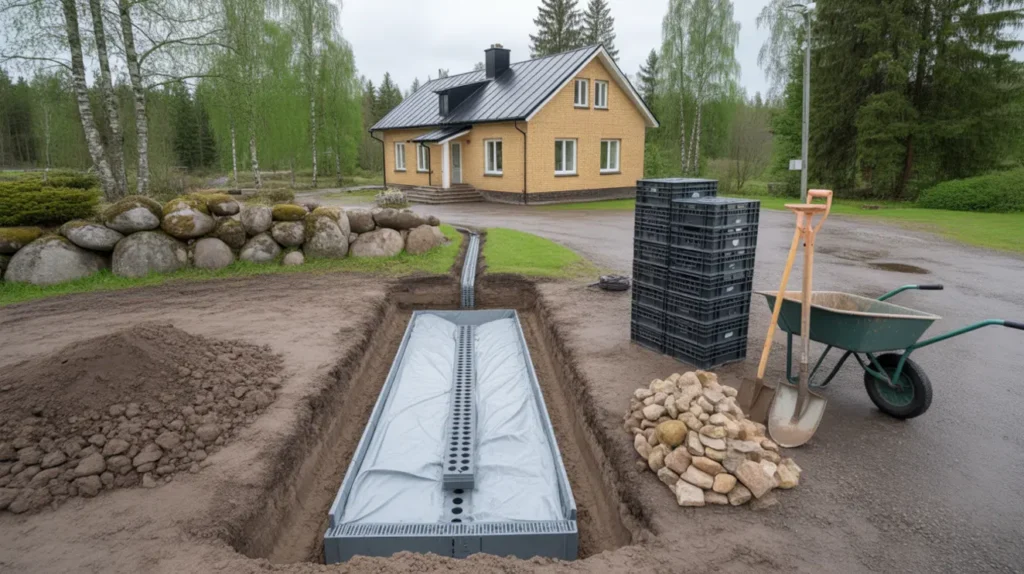 stenkista eller dagvattenkassetter led bort takvatten r tt dimensionering placering och gr vning p villatomten