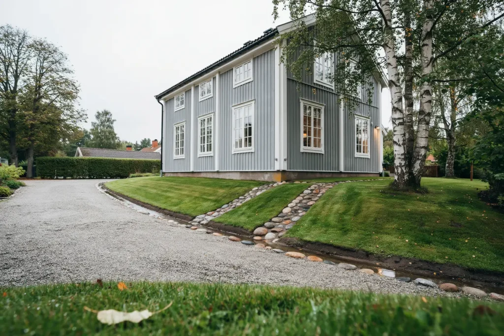f ordning p tomtens avvattning smart planering av diken r nndalar och fall bort fr n huset