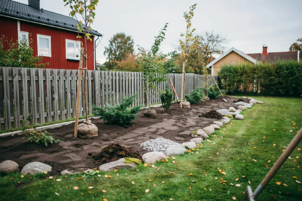 september p tomten r tt markarbete f r h stplantering av tr d och buskar som hinner rota sig f re frosten